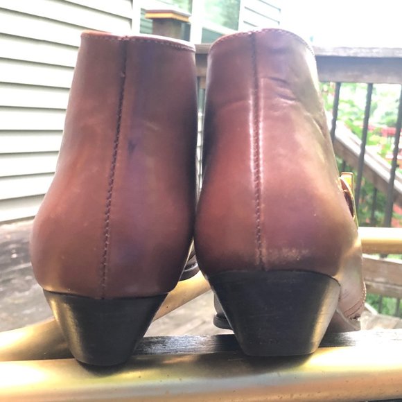VINTAGE ETIENNE AIGNER BROWN MONK STRAP ANKLE BOOTS SZ 7.5 - Picture 9 of 16